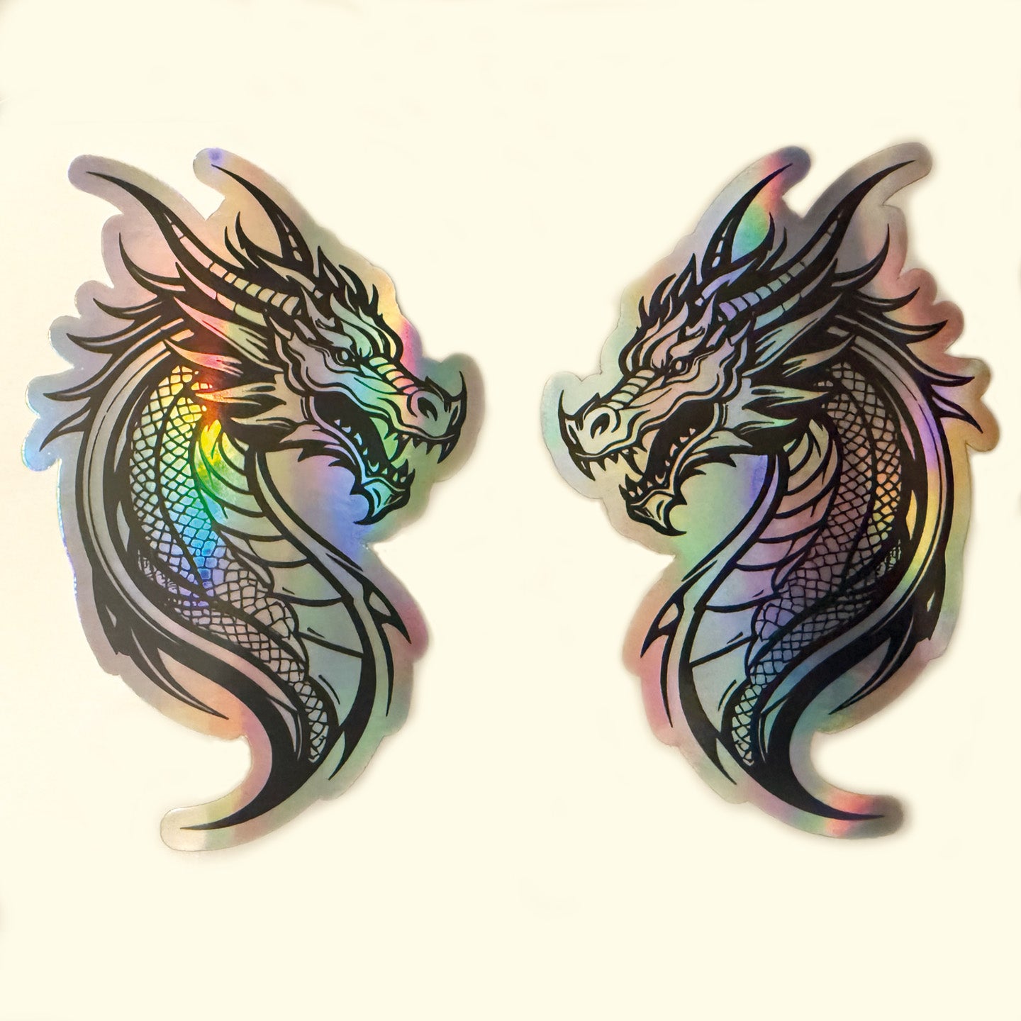 Dragon Holographic Sticker Pack of 2 – 3" x 4" Waterproof Vinyl Decals Car Motorcycle