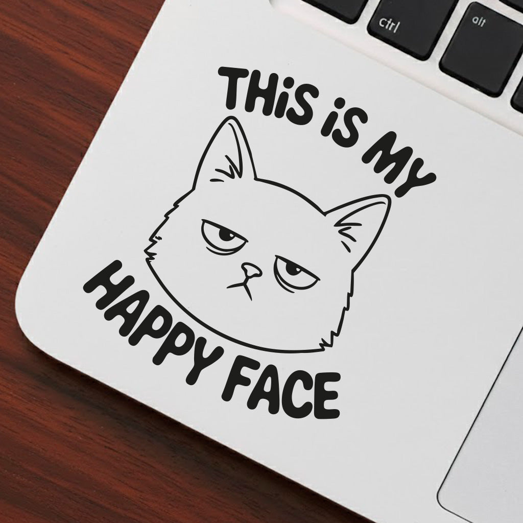 Grumpy Cat This Is My Happy Face Decal 4x4 Inch – Available in Black or White