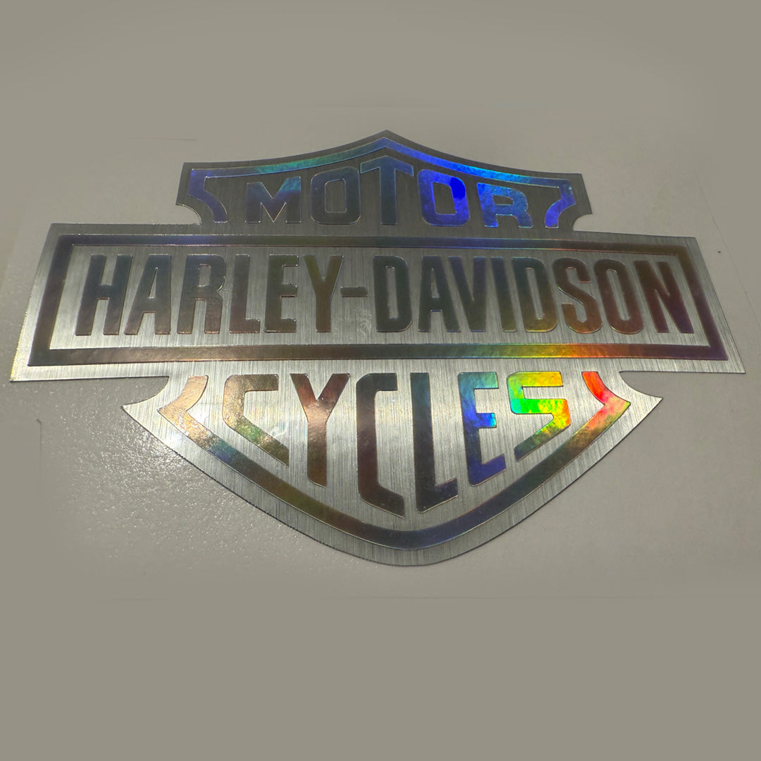 Harley Davidson Rock Holographic Chrome Sticker – 4x3” Metal Finish Motorcycle Decal