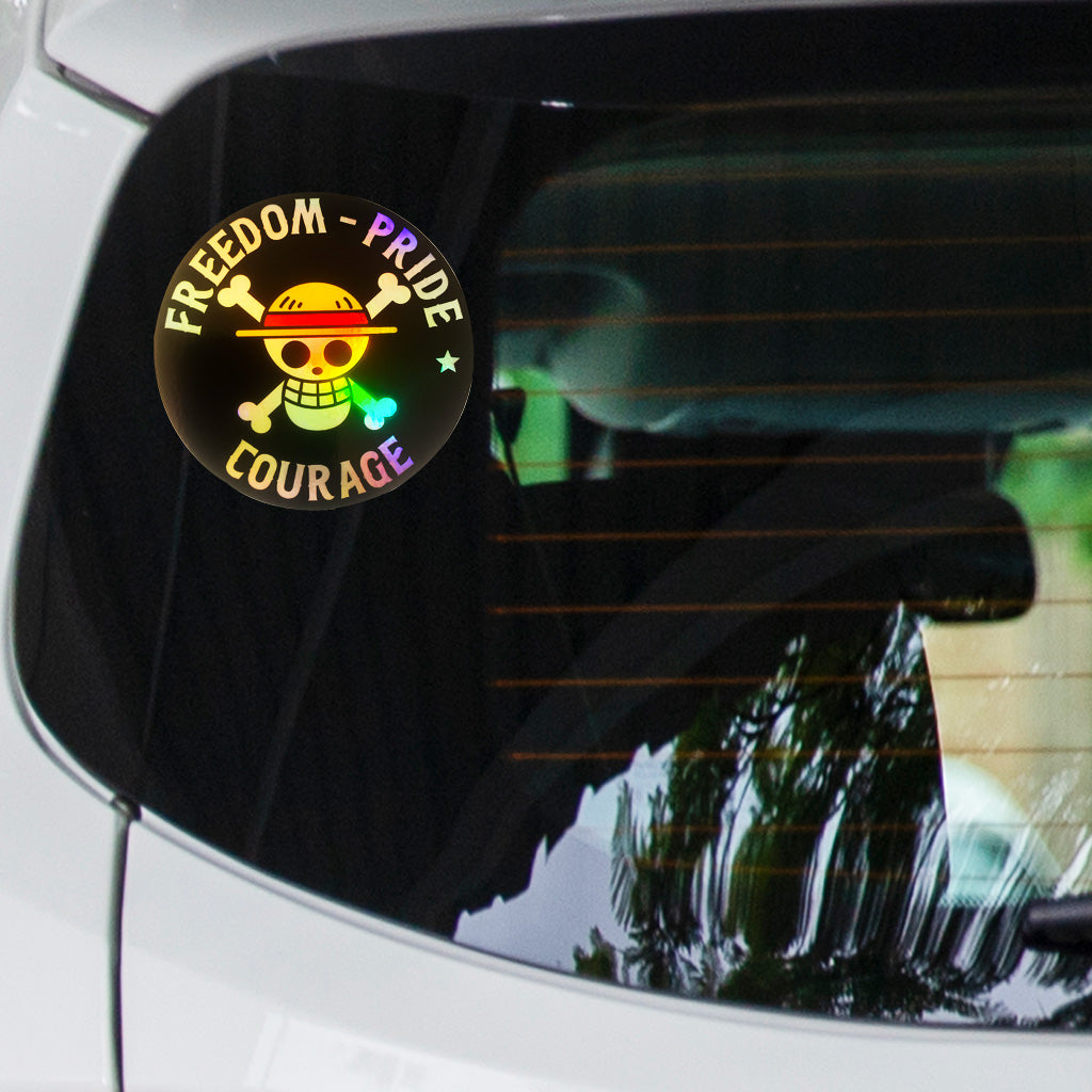 One Piece Freedom Pride Courage Sticker – Holographic Vinyl Decal