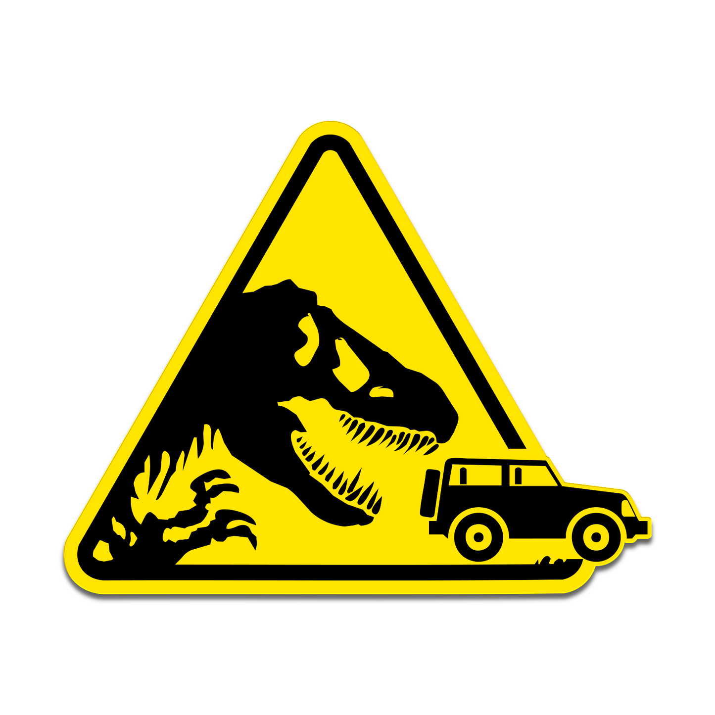 T-Rex Crossing Vinyl Sticker – Funny Dinosaur Warning Sign Decal – Waterproof Jeep & Off-Road Sticker – 3.7