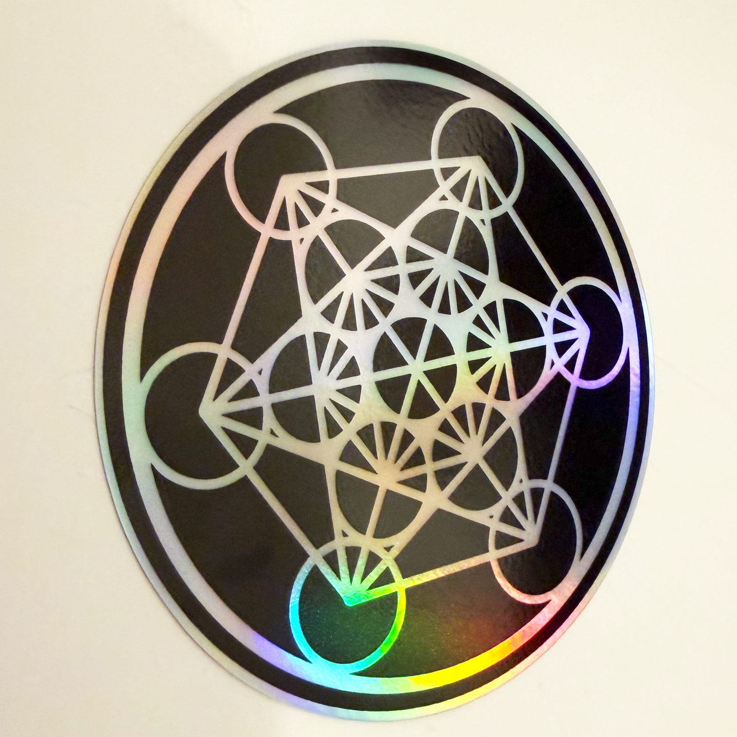 Holographic Metatron's Cube Sticker - 3.5" Sacred Geometry Vinyl Decal