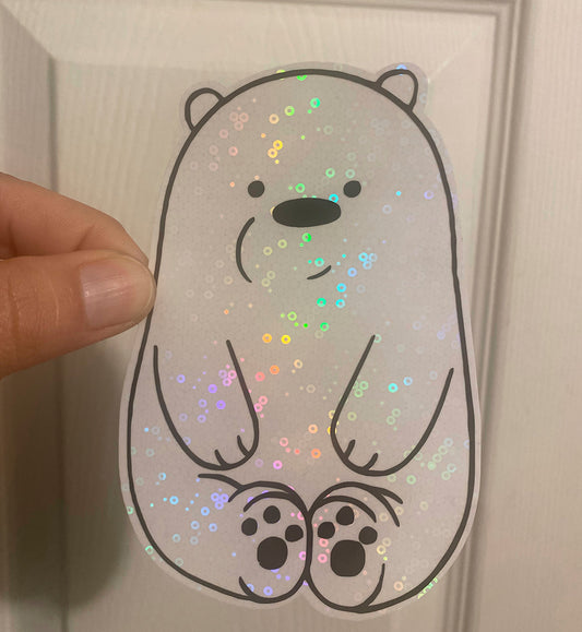 Cute Holographic Polar Bear Sticker – Kawaii Vinyl Decal (Waterproof)