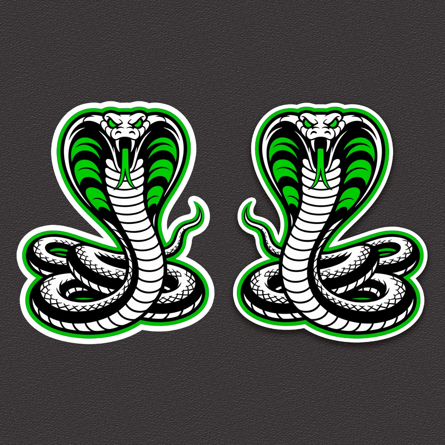 Cobra Snake Sticker Decal Pack of 2 – 5" x 5" Waterproof Vinyl Motorcycle Helmet Car