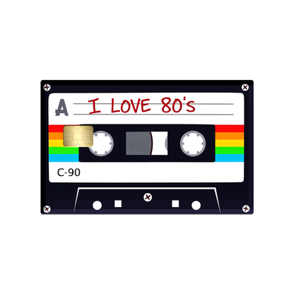Retro 80s Cassette Tape Credit Card Sticker Skin - 2 Pack Premium Vinyl Decal