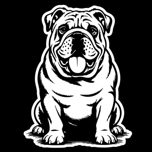 English Bulldog Vinyl Decal – Waterproof Dog Breed Sticker – 5.3" x 4" Car Window Decal