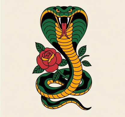 Holographic Cobra Snake with Rose Sticker - Premium Vinyl Decal for Cars & Motos