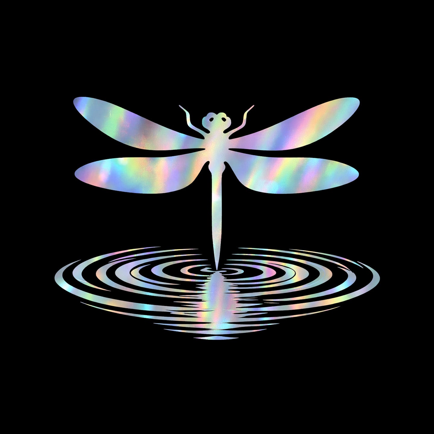 Iridescent Dragonfly Sticker – 4x4 Holographic Vinyl Decal for Laptops, Cars & Water Bottles