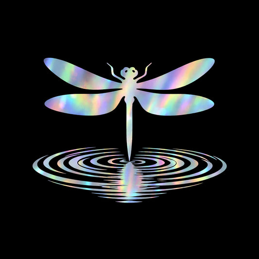 Iridescent Dragonfly Sticker – 4x4 Holographic Vinyl Decal for Laptops, Cars & Water Bottles