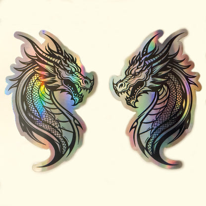 Dragon Holographic Sticker Pack of 2 – 3" x 4" Waterproof Vinyl Decals Car Motorcycle