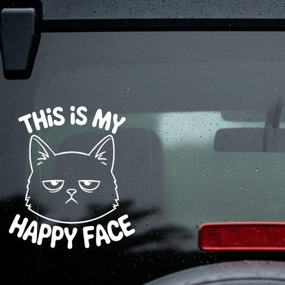 Grumpy Cat This Is My Happy Face Decal 4x4 Inch – Available in Black or White