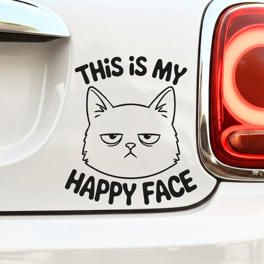 Grumpy Cat This Is My Happy Face Decal 4x4 Inch – Available in Black or White