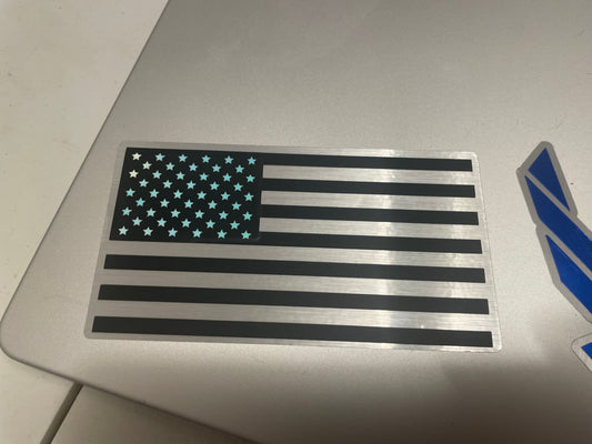 🇺🇸 USA Flag Vinyl Decal – Metallic Look with Glow-in-the-Dark Stars (4.5 x 2.5 in)