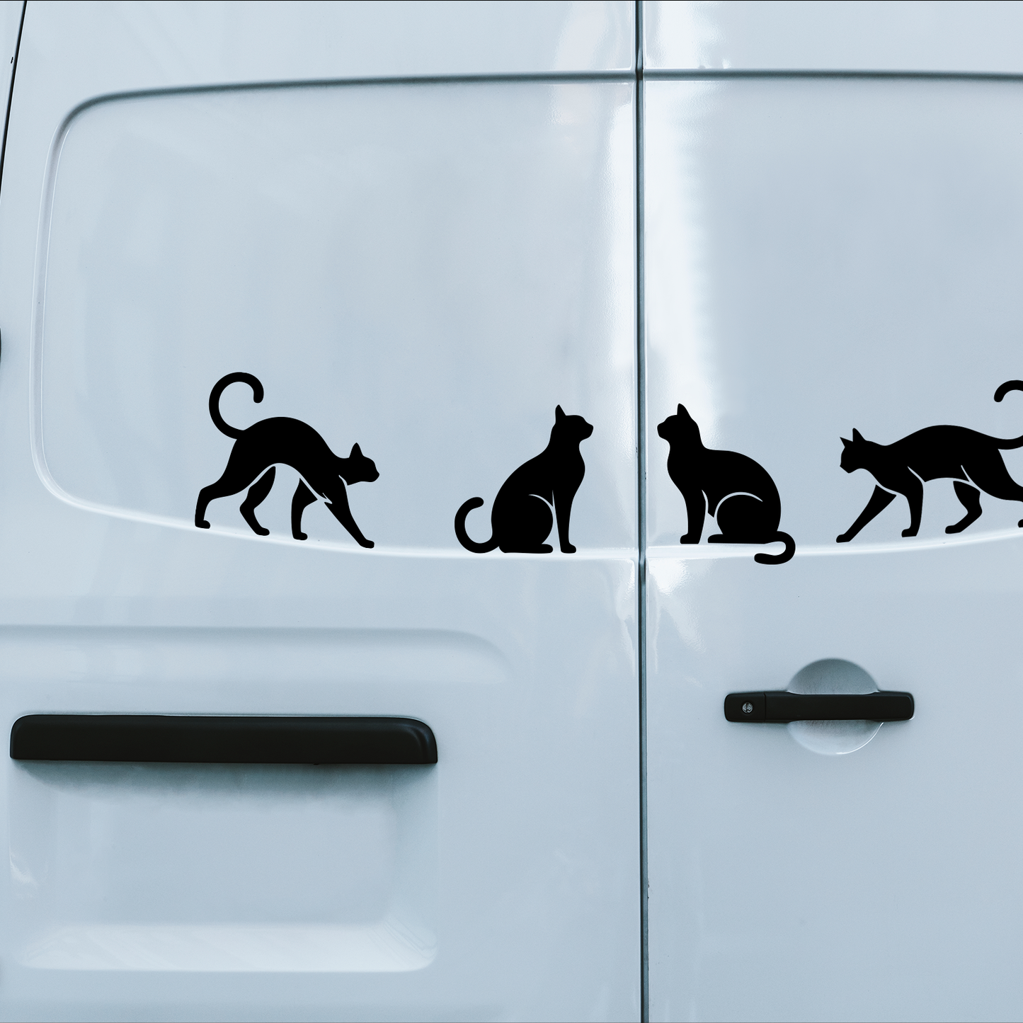 Cat Silhouette Vinyl Decal Pack – Set of 10 Cat Stickers – Available in Black or White – 2" Each