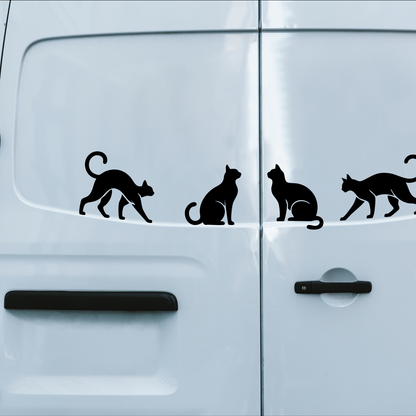 Cat Silhouette Vinyl Decal Pack – Set of 10 Cat Stickers – Available in Black or White – 2" Each