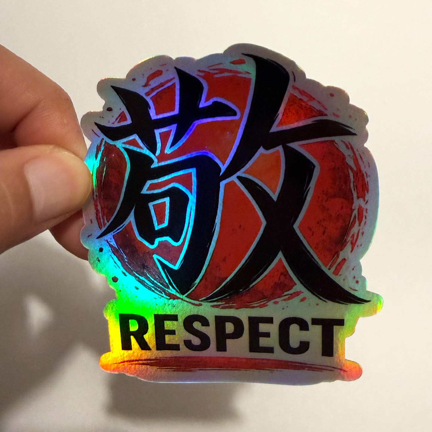 Holographic Respect Kanji Sticker - 3"x3" Japanese Typography Vinyl Decal
