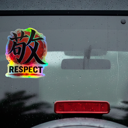 Holographic Respect Kanji Sticker - 3"x3" Japanese Typography Vinyl Decal