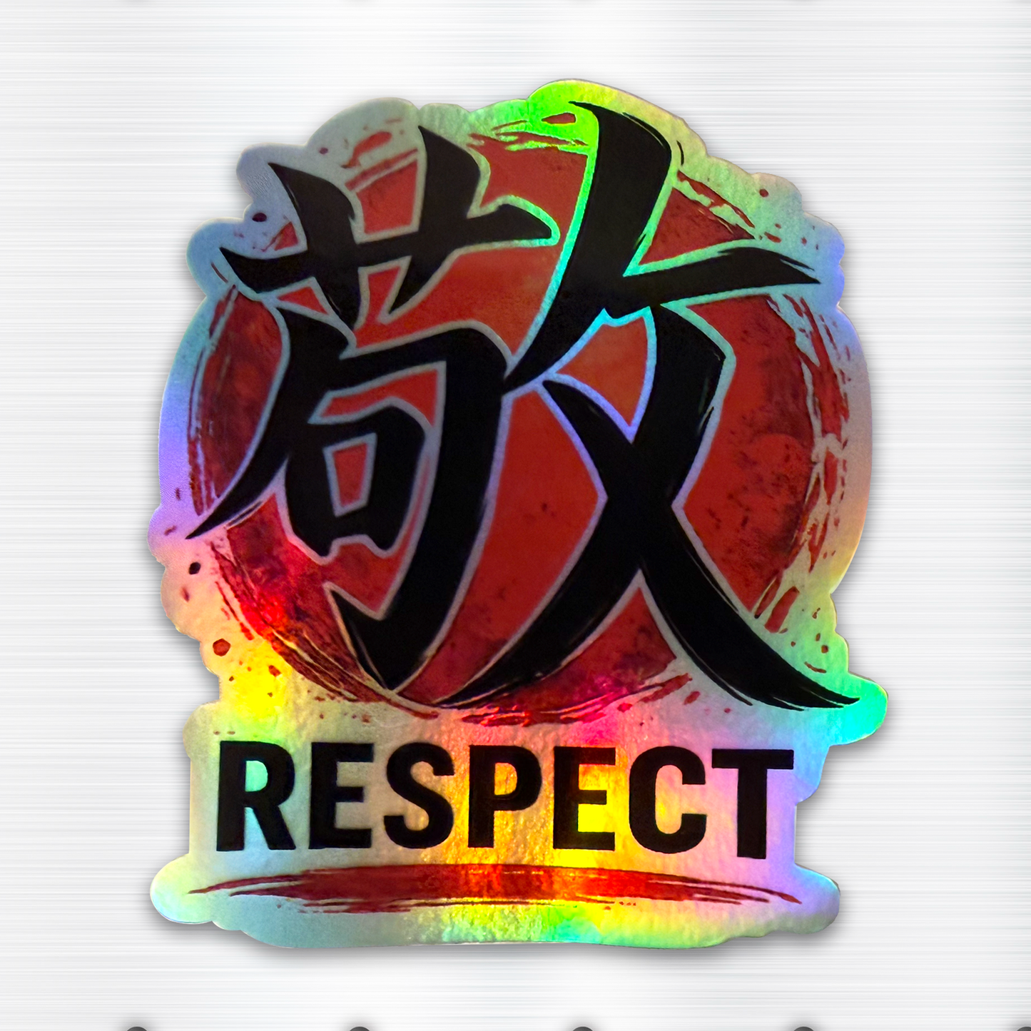Holographic Respect Kanji Sticker - 3"x3" Japanese Typography Vinyl Decal