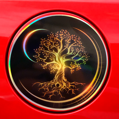 Tree of Life Holographic Sticker – Sacred Tree Vinyl Decal – 3.5" Round