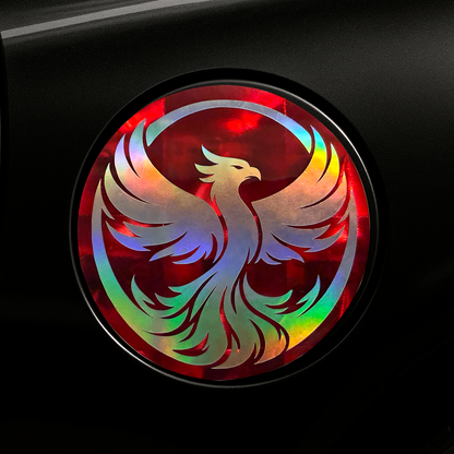Holographic Silver & Red Phoenix Sticker - 3.5" 3D Effect Mythical Bird Decal