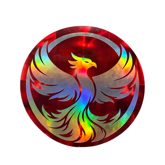 Holographic Silver & Red Phoenix Sticker - 3.5" 3D Effect Mythical Bird Decal