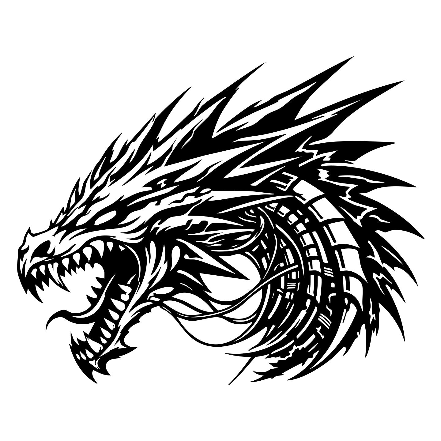 Tribal Dragon Head Vinyl Decal Pack (2) – 5" Motorcycle Helmet, Car & Laptop Stickers