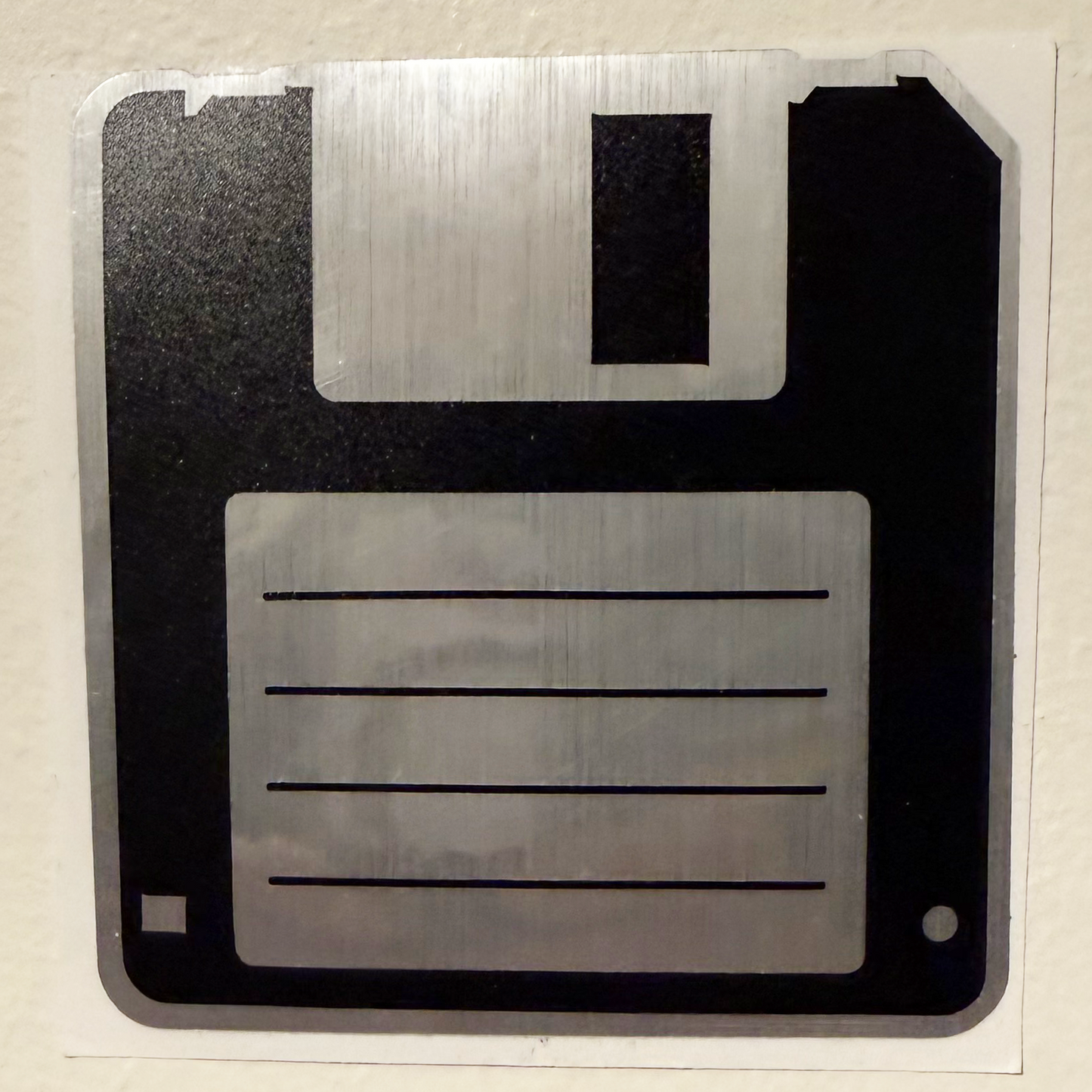 Retro 3.5" Floppy Disk Vinyl Sticker - Metallic Texture Tech Decal