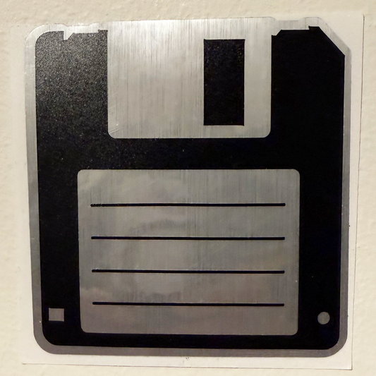 Retro 3.5" Floppy Disk Vinyl Sticker - Metallic Texture Tech Decal