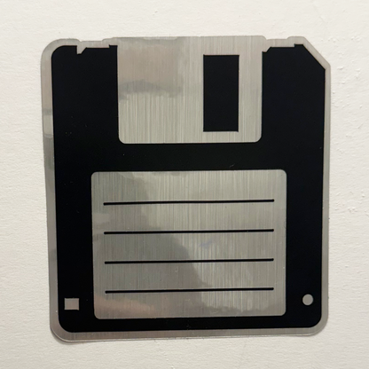 Retro 3.5" Floppy Disk Vinyl Sticker - Metallic Texture Tech Decal