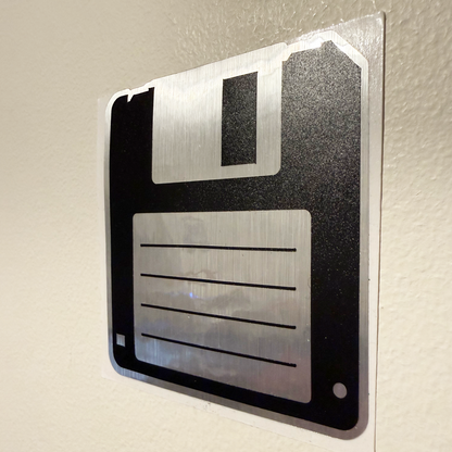 Retro 3.5" Floppy Disk Vinyl Sticker - Metallic Texture Tech Decal