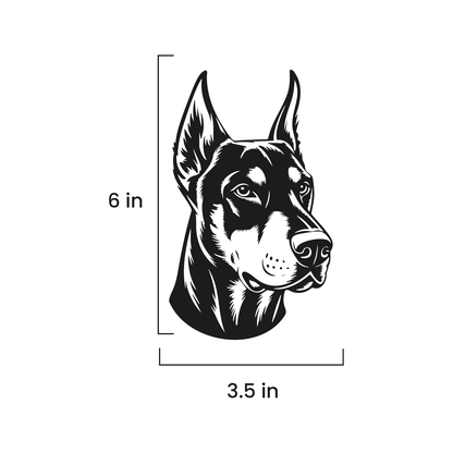 Doberman Head Vinyl Decal – Available in Black or White – Dog Breed Car Window Sticker – 6" Tall  Opción más larga: