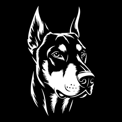 Doberman Head Vinyl Decal – Available in Black or White – Dog Breed Car Window Sticker – 6" Tall  Opción más larga: