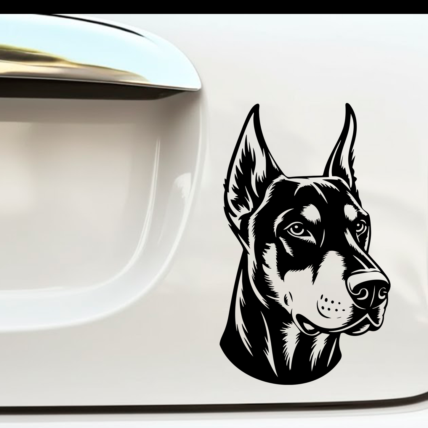 Doberman Head Vinyl Decal – Available in Black or White – Dog Breed Car Window Sticker – 6" Tall  Opción más larga: