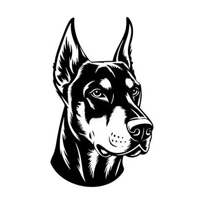Doberman Head Vinyl Decal – Available in Black or White – Dog Breed Car Window Sticker – 6" Tall  Opción más larga: