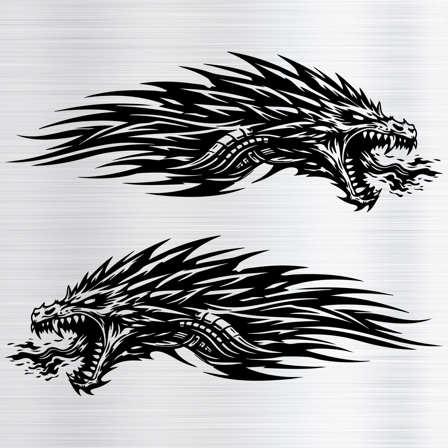 Tribal Dragon Head Decal Pack of 2 – 10 Inch Vinyl Stickers, Multiple Colors Available