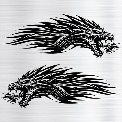 Tribal Dragon Head Decal Pack of 2 – 10 Inch Vinyl Stickers, Multiple Colors Available