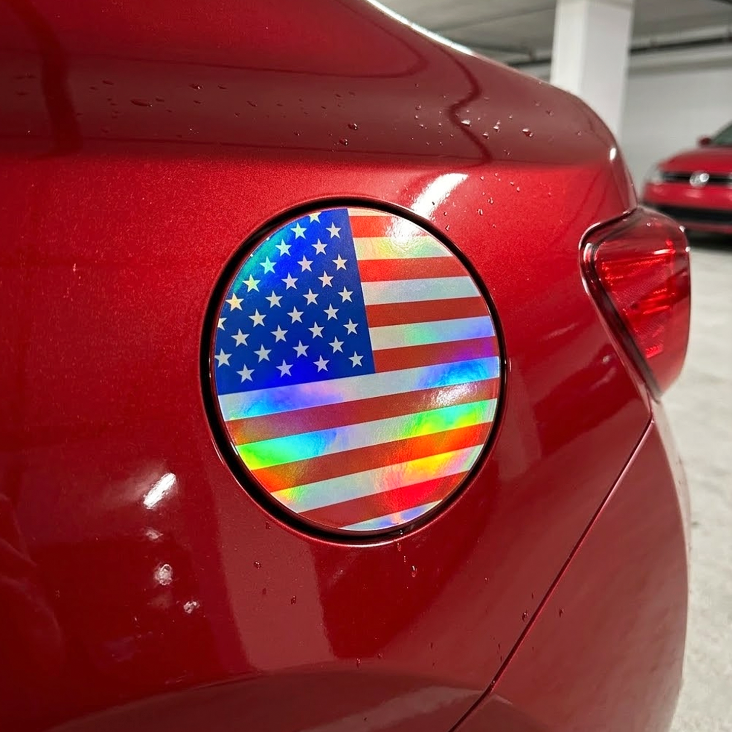 USA Flag Holographic Decal Pack of 2 – 3 Inch Waterproof Vinyl Stickers