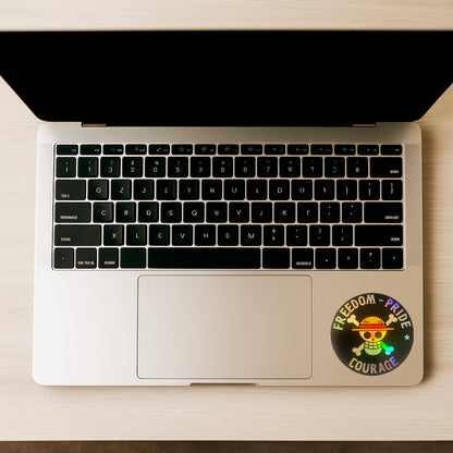 One Piece Freedom Pride Courage Sticker – Holographic Vinyl Decal