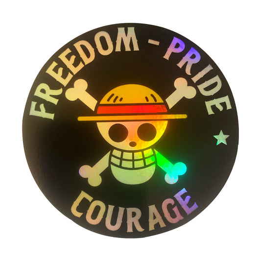One Piece Freedom Pride Courage Sticker – Holographic Vinyl Decal