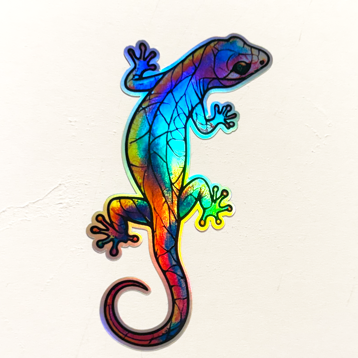 Holographic Gecko Sticker Pack - 5"x2.5" Colorful Lizard Vinyl Decals (2-Pack)