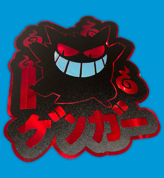 Gengar Holographic Sticker – Red Foil Japanese Style