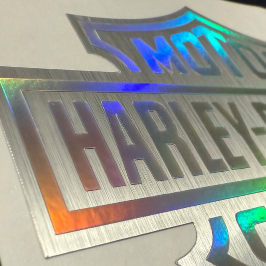 Harley Davidson Rock Holographic Chrome Sticker – 4x3” Metal Finish Motorcycle Decal