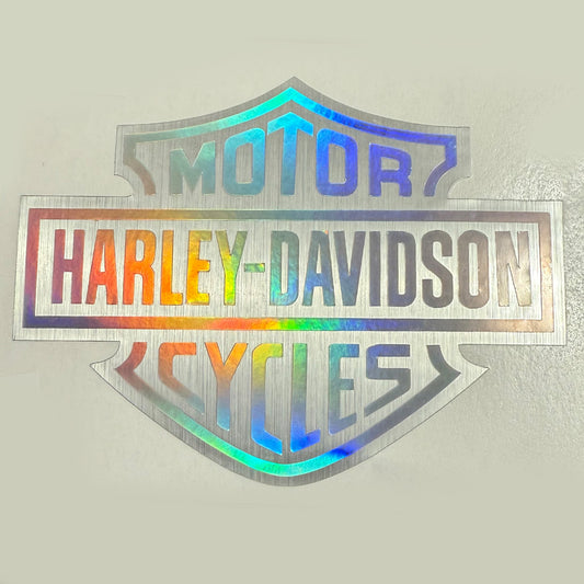 Harley Davidson Rock Holographic Chrome Sticker – 4x3” Metal Finish Motorcycle Decal
