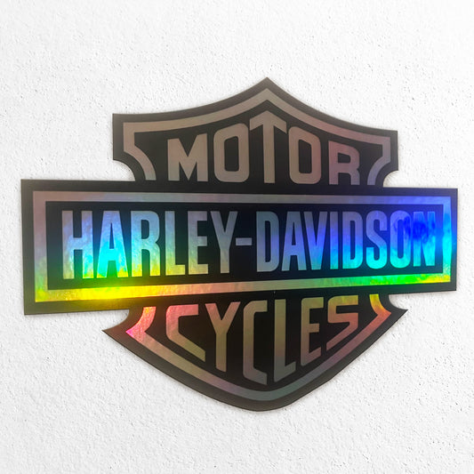 Harley-Davidson Decal – Black Vinyl with Rainbow Holographic Effect