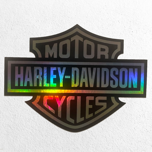 Harley-Davidson Decal – Black Vinyl with Rainbow Holographic Effect