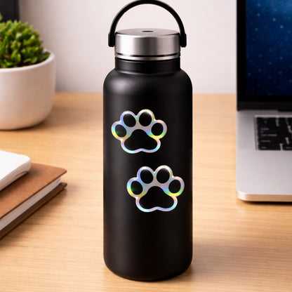 Cute Paw Print Holo Stickers (4 Pack) – 2 Inch Waterproof Vinyl Decals