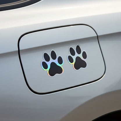 Cute Paw Print Holo Stickers (4 Pack) – 2 Inch Waterproof Vinyl Decals