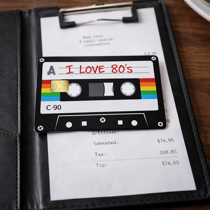 Retro 80s Cassette Tape Credit Card Sticker Skin - 2 Pack Premium Vinyl Decal