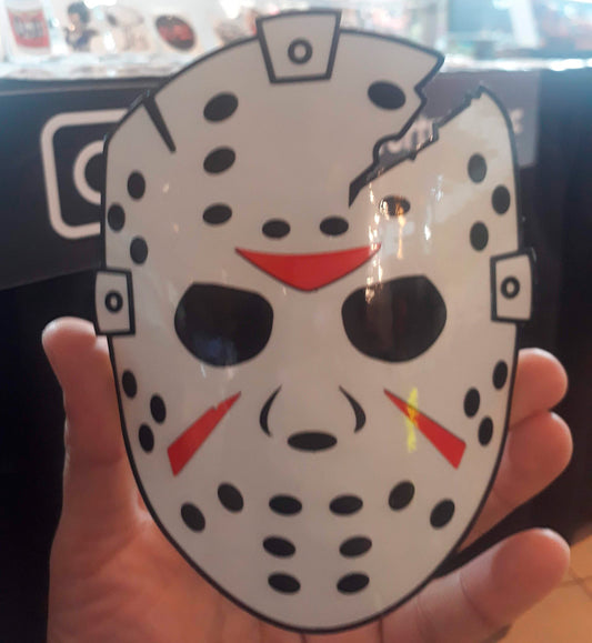 Jason Voorhees Mask Decal – Friday the 13th Horror Vinyl Sticker (3.5 x 4.5 in)