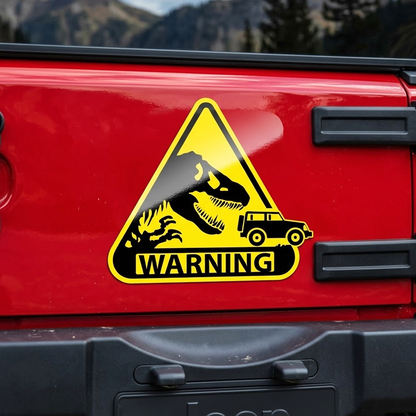 T-Rex Crossing Vinyl Sticker – Funny Dinosaur Warning Sign Decal – Waterproof Jeep & Off-Road Sticker – 3.7